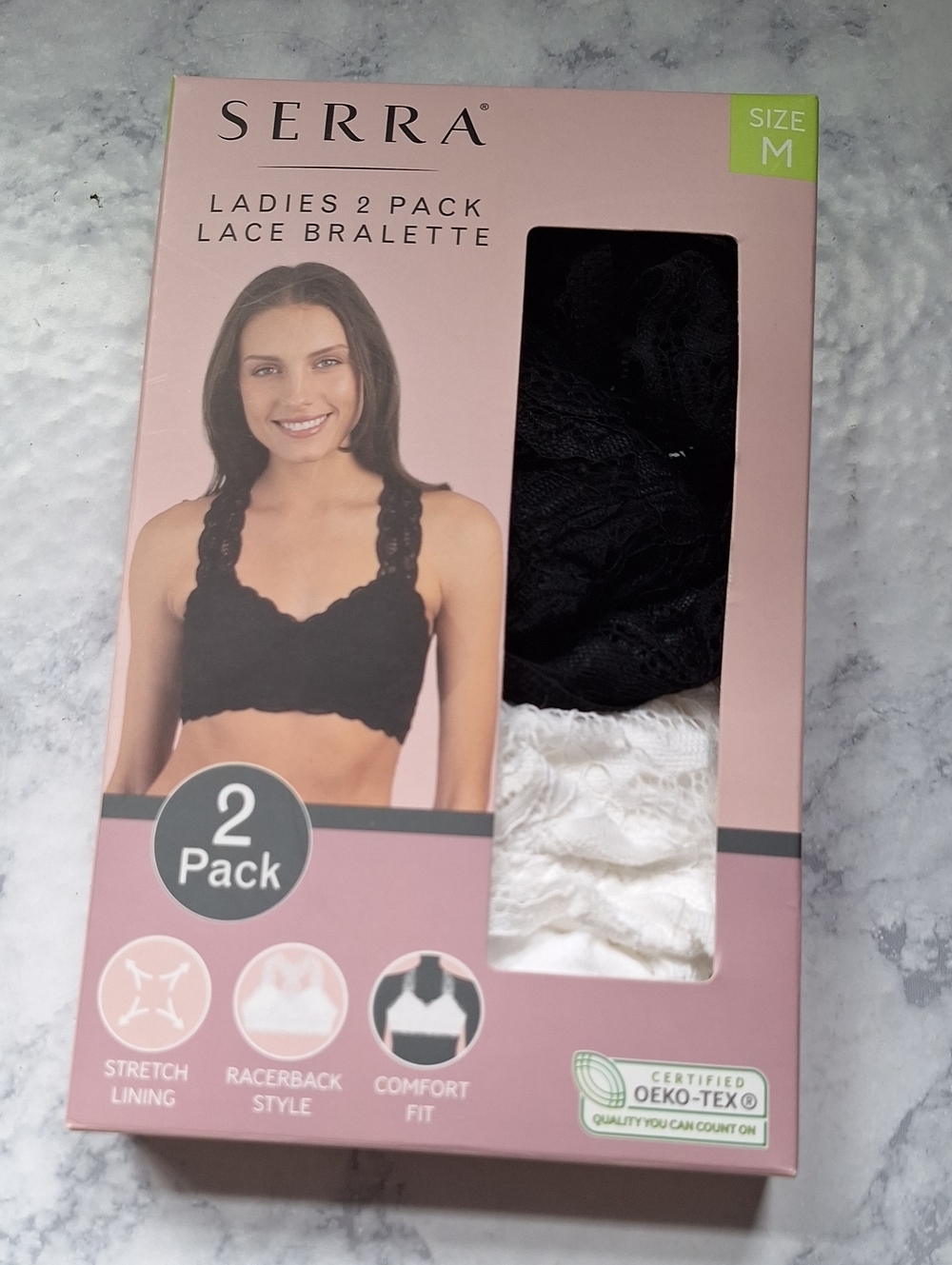 Serra 2-Pack Lace Bralettes in Black & White